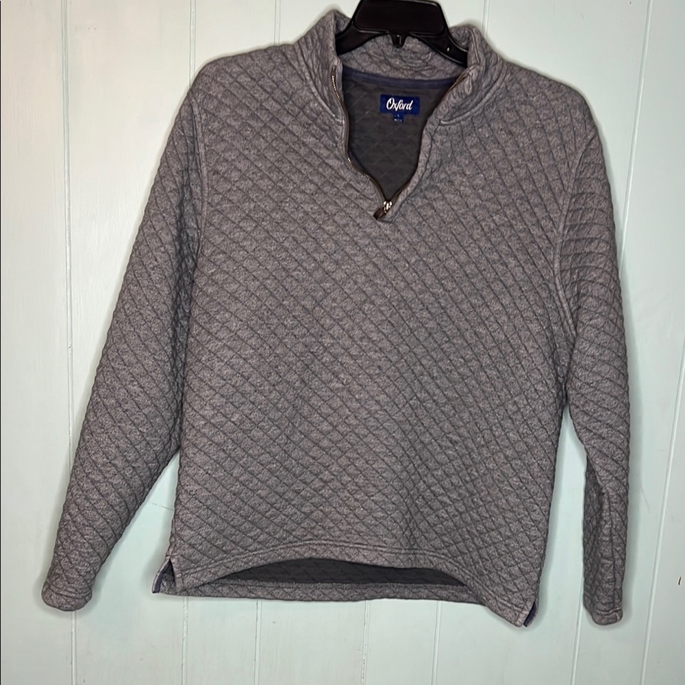 Oxford Gray Quilted Zip Up Sweater